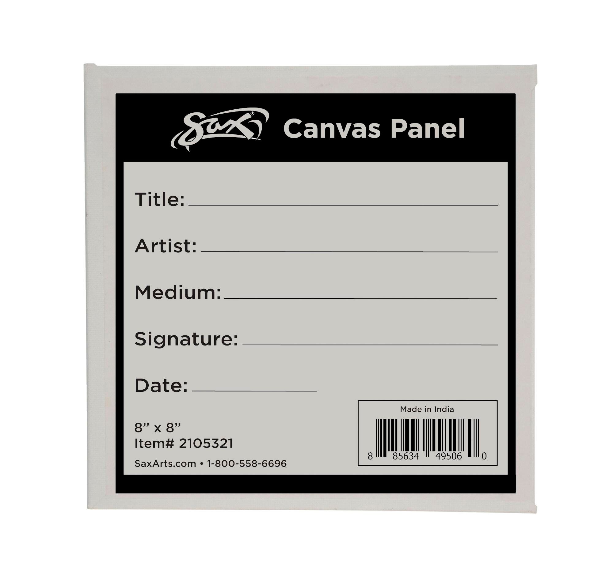 Sax Genuine Canvas Panel, 8 x 8 Inches, White 2105321